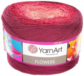 Пряжа YarnArt Flowers бордо-красный-св.розовый (269), 55%хлопок/45%акрил, 1000м, 250г