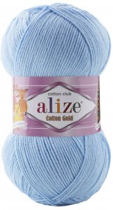 Пряжа Alize Cotton Gold голубой (728), 55%хлопок/45%акрил, 330м, 100г