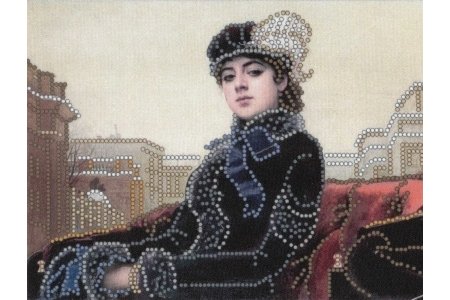 Набор для вышивания бисером ИСКУСНИЦА Незнакомка по мотивам картины Ивана Крамского, 15*20см