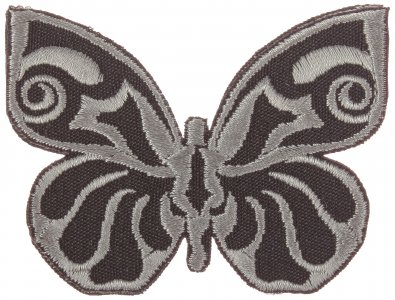 Термоаппликация Бабочка, светло-серый на черном, 8*8см