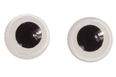 Глаза пластиковые для приклеивания двигающиеся, черно-белый, d12мм, 1пара