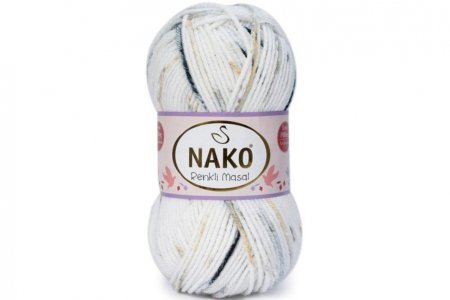 Пряжа Nako Masal Renkli белый-серый-бежевый (32098), 100%акрил, 165м, 100г
