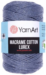 Пряжа YarnArt Macrame cotton lurex джинсовый-стальной (730), 75%хлопок/13%полиэстер/12%металлик, 205м, 250г