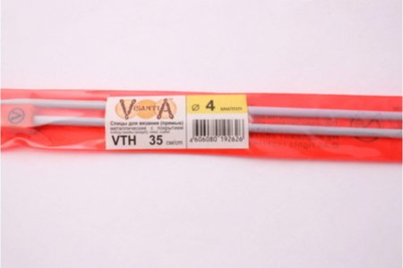 Спицы для вязания прямые VISANTIA металлические, d4мм, 35см