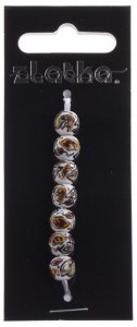 Бусина керамическая ZLATKA Шар с принтами, стиль Tensha, Оливковые-мотивы (02), 8мм