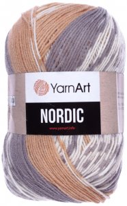 Пряжа Yarnart Nordic бежевый-белый-серый (657), 20%шерсть/80%акрил, 510м, 150г