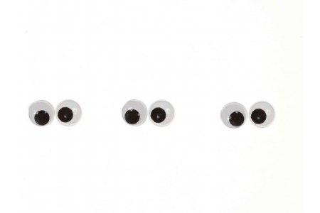 Глаза пластиковые для приклеивания двигающиеся, черно-белый, d8мм, 1пара
