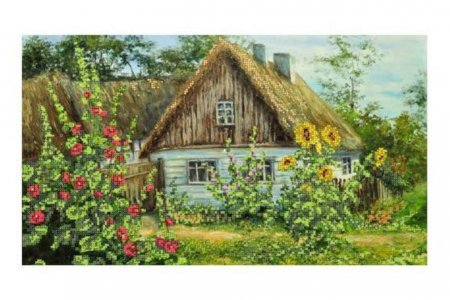Канва с рисунком для вышивки бисером GLURIYA Деревенский домик, 24*42см