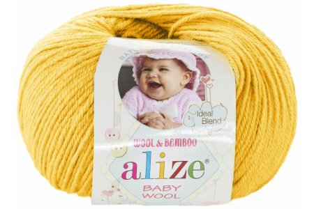 Пряжа Alize Baby Wool желтый (548), 40%шерсть/20%бамбук/40%акрил, 175м, 50г