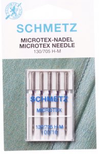 Иглы для швейных машин SCHMETZ MICROTEX, для шелка и микрофазы, №100,5шт