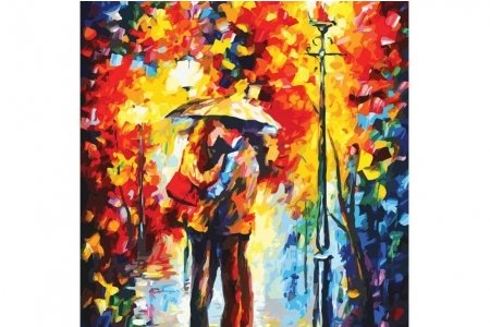 РАСПРОДАЖА Картина по номерам без красок БЕЛОСНЕЖКА Поцелуй под дождем 2005-AM, 60*80см