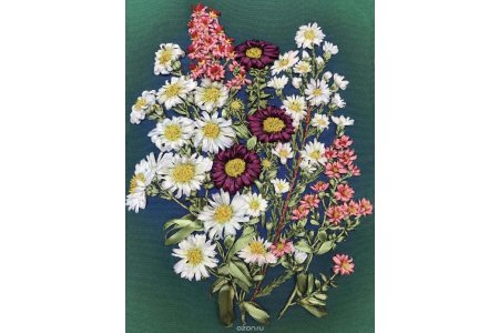 Набор для вышивания лентами KAROLINKA Полевые цветы, 18,5*25,5см