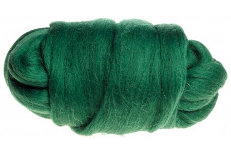 Шерсть для валяния ТРОИЦКАЯ полутонкая зеленый (0434), 100%шерсть, 100г