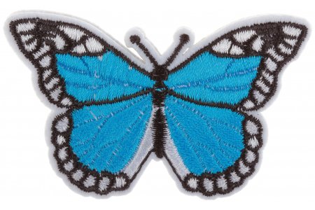 Термонаклейка Бабочка, синий, 7,5*4,6 см