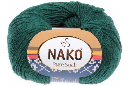 Пряжа Nako Pure wool sock темно-зеленый (4690), 70%шерсть/30%полиамид, 200м, 50г