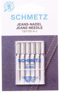 Иглы для швейных машин SCHMETZ JEANS джинсовые №80, 5шт