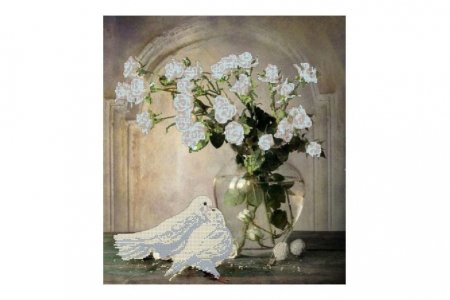 Канва с рисунком для вышивки бисером GLURIYA Белый натюрморт, 36*40см