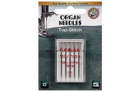 Иглы для швейной машины ORGAN Топ Стич для отстрочки, №80, 5шт