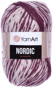 Пряжа Yarnart Nordic белый-сухая роза (665), 20%шерсть/80%акрил, 510м, 150г