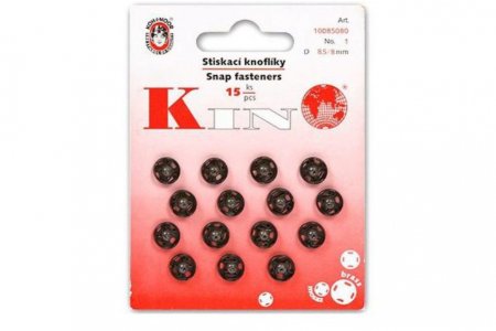 Кнопки пришивные металлические KOH-I-NOOR, никель, 8мм, 15шт