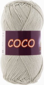 Пряжа Vita cotton Coco светло-серый (3887), 100%мерсеризованный хлопок, 240м, 50г