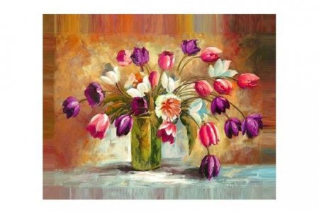 Мозаичная картина стразами АЛМАЗНАЯ ЖИВОПИСЬ Цветы тюльпанов, 50*40см