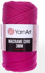 Пряжа YarnArt Macrame cord 3mm ярко-розовый (771), 60%хлопок/40%полиэстер/вискоза, 85м, 250г
