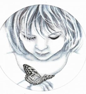 Набор для вышивания крестом РТО Девочка и бабочка, 32*32см