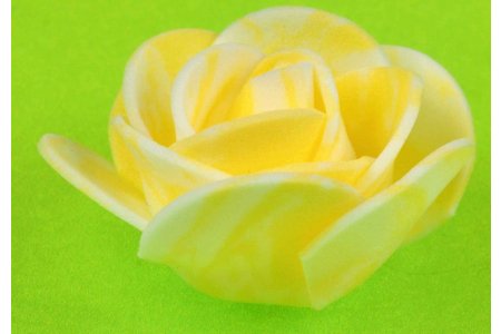 Цветок из фоамирана Розочка мраморная, желтый, 38мм