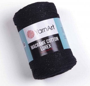 Пряжа YarnArt Macrame cotton lurex чёрный-чёрный (722), 75%хлопок/13%полиэстер/12%металлик, 205м, 250г