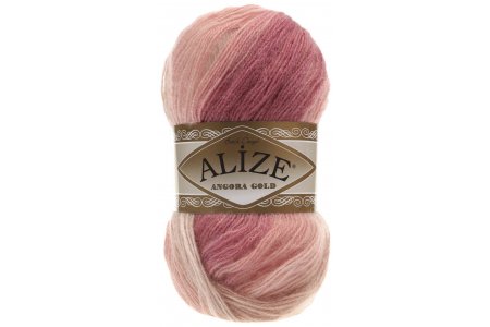 Пряжа Alize Angora Gold Batik розовый-брусника-кремовый (5652), 80%акрил/20%шерсть, 550м, 100г