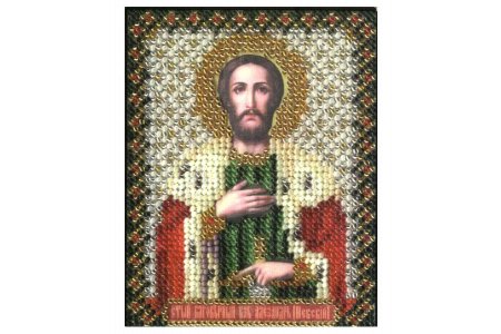 Набор для вышивания бисером PANNA, Икона Святого Александра Невского, 8,5*10,5см, 16цветов бисера, 1цвет мулине