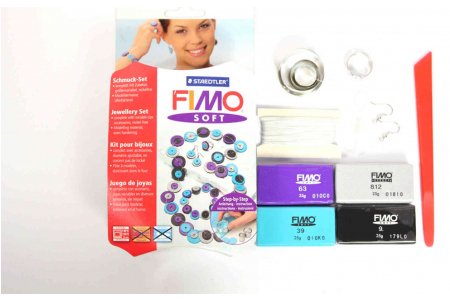 Набор полимерной глины для создания украшения FIMO Soft, Пуговицы, 4 блока по 25г
