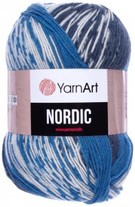 Пряжа Yarnart Nordic темно синий-синий-белый (662), 20%шерсть/80%акрил, 510м, 150г