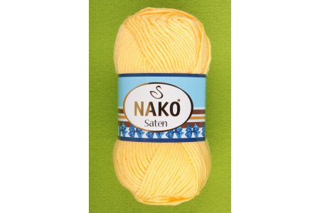 Пряжа Nako Saten светло-желтый (215), 100%микрофибра, 115м, 50г