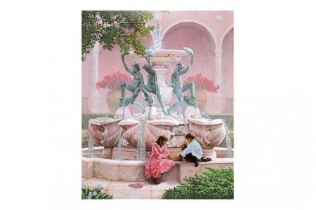 Канва с рисунком для вышивки бисером GLURIYA Дети у фонтана, 32*40см