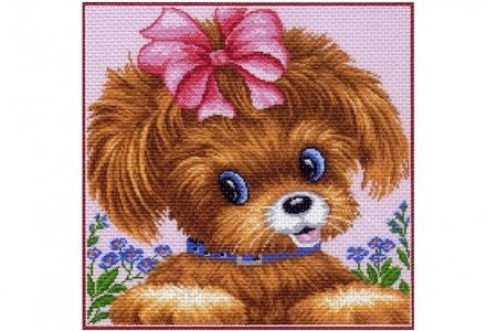 Набор для вышивания крестом МАТРЕНИН ПОСАД Подушка. Собачка, с нанесенным рисунком, 41*41см