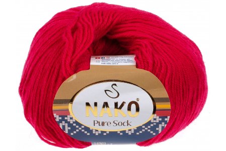 Пряжа Nako Pure wool sock красный (3217), 70%шерсть/30%полиамид, 200м, 50г