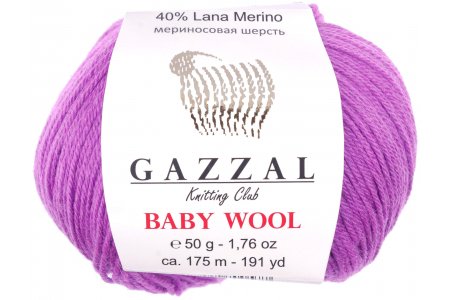 Пряжа Gazzal Baby Wool темная сирень (815), 40%шерсть мериноса/20%кашемирПА/40%акрил, 175м, 50г