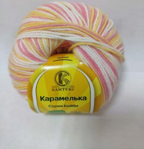 Пряжа Камтекс Карамелька принт желто-розовый (1), 100%акрил, 175м, 50г