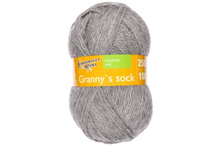 Пряжа Семеновская Granny`s sock W (Бабушкин носок ЧШ) маренго серый (380), 100%шерсть, 250м, 100г