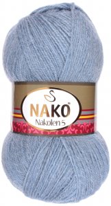 Пряжа Nako Nakolen 5-Fine светло-голубой (23135), 49%шерсть/51%акрил, 490м, 100г