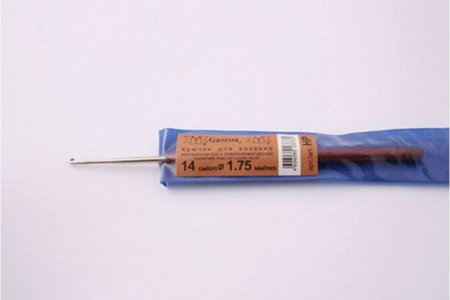 Крючок для вязания GAMMA с пластиковой ручкой, металлический, d1,75мм, 14см