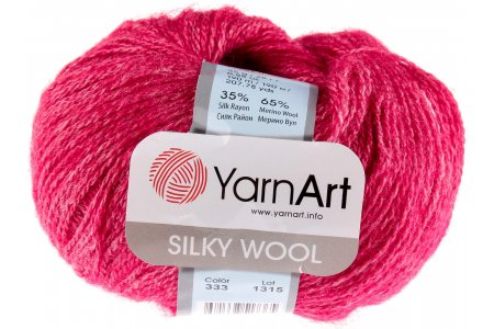Пряжа Yarnart Silky wool брусника (333), 65%шерсть мериноса/35%искусственный шелк, 190м, 25г