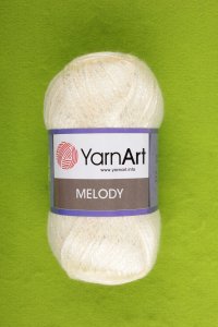 Пряжа Yarnart Melody белый (880), 9%шерсть/21%акрил/70%полиамид, 230м, 100г