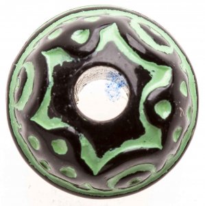 Бусина пластиковая АСТРА круглая с орнаментом, черно-зеленый(003), 14мм