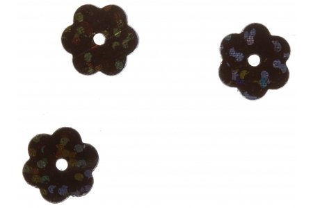 Пайетки АСТРА Цветочки, черный голограмма (А50), 10мм, 10г