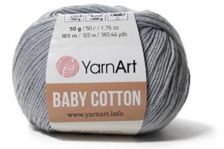 Пряжа YarnArt Baby cotton серый (452), 50%хлопок/50%акрил, 165м, 50г