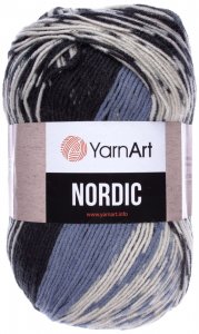 Пряжа Yarnart Nordic белый-черный-светлый джинс (650), 20%шерсть/80%акрил, 510м, 150г