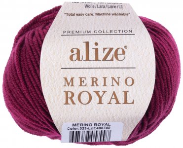 Пряжа Alize Merino royal винный (323), 100%шерсть, 100м, 50г